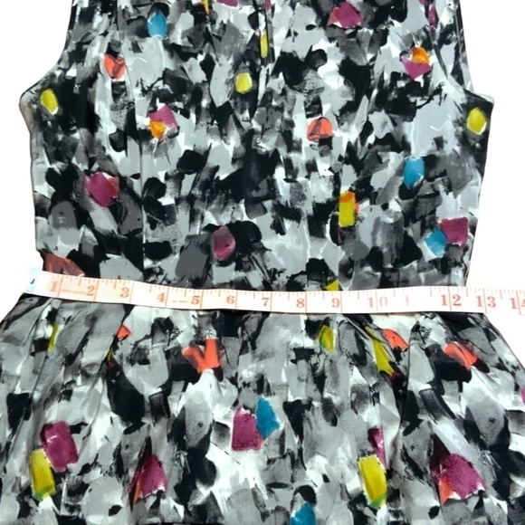 BCBGMAXAZRIA 100% Silk ‘Amalia’ Sleeveless Watercolour Print Peplum Dress Sz 0 - Picture 7 of 14